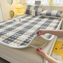 Axyaa Plush Velvet Mattress Topper Quilted Cover Bed Mat Linen Protection Pad