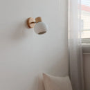 Axyaa White Ceramic LED Wall Lights with Pull Chain Switch on Modern Wood Base