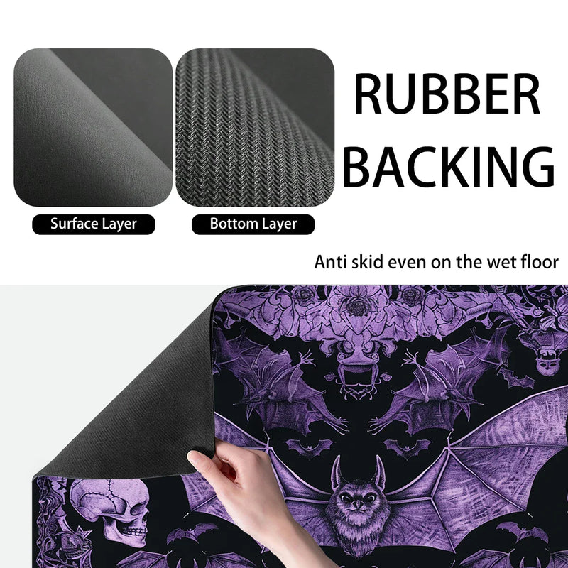 Axyaa Halloween Skull Absorbent Kitchen Drying Mat in Abstract Pattern