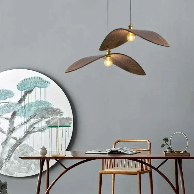 Axyaa Nordic Walnut Wood Edison LED Pendant Light Arc Design Home Decor Suspension Lamp