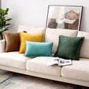 Axyaa Pom Pom Decorative Throw Pillow Covers for Home Decor.