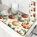 Axyaa Christmas Dish Drying Mat - Heat Resistant Non-slip Kitchen Counter Pad