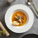 Axyaa Striped Ceramic Soup Pasta Salad Plate | Creative Tableware