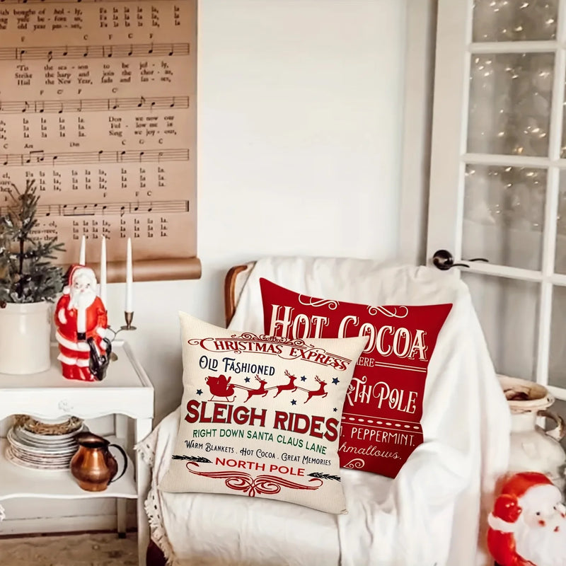 Axyaa Christmas Pillowcase Zipper Closing Sofa Cushion Cover Home Decoration Gift