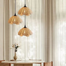 Axyaa Rattan Flower Petal Chandelier - Wabi Sabi Style for Dining Room & Tea Room
