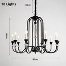Axyaa Black Iron Crystal Chandelier Candle Lamp for Country Living Room