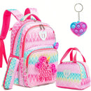 Axyaa Girls' School Backpack Set with Lunch Bag, Pencil Bag & Toy Pendant
