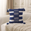 Axyaa Geometric Tufted Tassel Cushion Cover – Blue Brown Grey 18x18inch