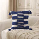 Axyaa Geometric Tufted Tassel Cushion Cover – Blue Brown Grey 18x18inch