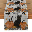 Axyaa Halloween Plaid Pumpkin Cat Spider Table Runner for Home Wedding Party Decor