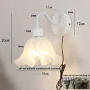 Axyaa Glass Iron LED Wall Sconce Pull Chain Switch Stair Light - White