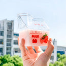 Axyaa 380ml Kawaii Milk Carton Glass Cup Strawberry Peach Theme