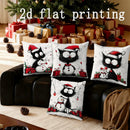 Axyaa Christmas Cats and Snowman Pillow Cover for Sofa Bedroom Car.