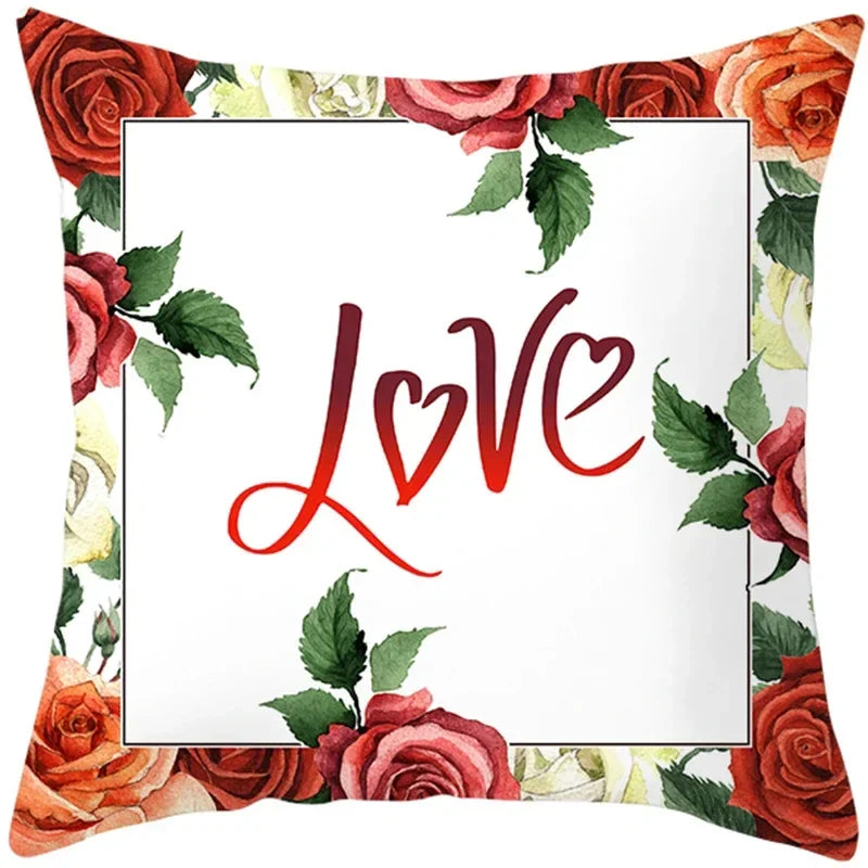 Axyaa Valentine's Day Parchment Pillow Set for Home Sofa, Square Pillowcase