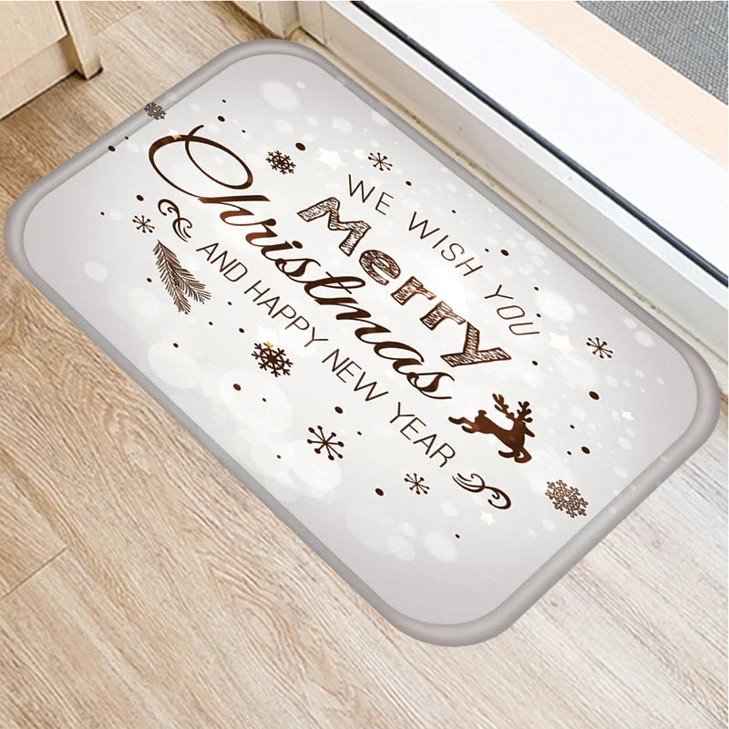 Axyaa Christmas New Year Home Decor Entrance Door Mat Non-Slip Living Room Hallway Carpet
