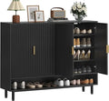Axyaa 4-Door Shoe Storage Cabinet with Adjustable Shelves and Metal Legs