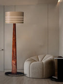 Axyaa Solid Wood Leather Floor Lamp, Luxury Standing Light for Home or Office
