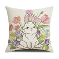 Axyaa Easter Rabbit Print Pillow Cover Cotton Linen Holiday Party Decoration