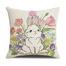 Axyaa Easter Rabbit Print Pillow Cover Cotton Linen Holiday Party Decoration
