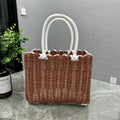 Axyaa Imitation Rattan Storage Basket with Handle Home Decor Handbag