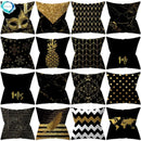 Axyaa Golden Black Pattern Decorative Cushion Cover 45*45CM for Home Sofa Car
