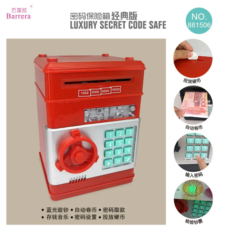 Axya Electronic Password Piggy Bank with Key Code Lock and Automatic Coins Counter