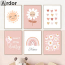 Rainbow Heart Love Canvas Nursery Poster Custom Name Wall Art by Axyaa