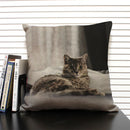 Axyaa Dog & Cat Pattern Linen Cushion Cover for Living Room Decor