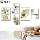Axyaa Jungle Animal Nursery Canvas Print with Custom Name - Kids Room Wall Art