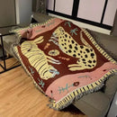 Axyaa Pink Leopard Outdoor Camping Mat Tapestry Throw Blanket