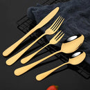 Axyaa Stainless Steel Cutlery Set - 30 Pieces, Black Dinnerware Flatware Set