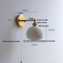 Axyaa Ceramic Copper LED Wall Lights with Pull Chain Switch for Bedroom Reading