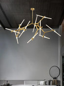 Axyaa Gold Branch LED Chandelier - Modern Loft Pendant Lamps for Duplex Villa