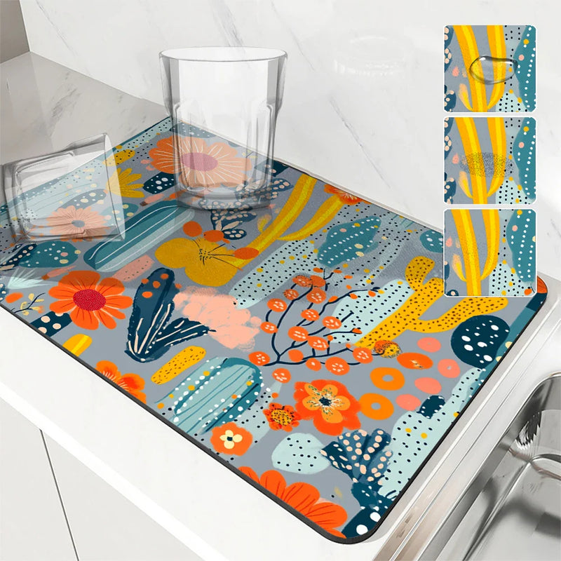 Axyaa Absorbent Draining Mat for Kitchen & Bathroom