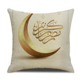 Axyaa Eid Mubarak Ramadan Cushion Cover - Moon Lantern Pattern Decor