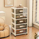 Axyaa 3-6 Tier Storage Cabinet in Transparent Cream: Space-Saving & Large Capacity Organizer