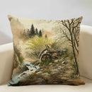 Axyaa Japanese Landscape Ukiyo Style Cushion Cover 45x45cm Art Decor Linen Pillow Case