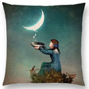 Axyaa Elegant Swan Moon Night Cushion Cover 45*45cm