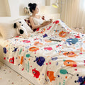 Axyaa Christmas Flannel Blanket with Xmas Tree Stocking Print, Soft Fleece Plush Bed Cover