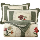 Axyaa Farmhouse Green Floral Quilted Bedspread Set