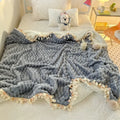 Axyaa Milk Fleece Fringed Blanket Large Lamb Fleece Craft Blanket Cover