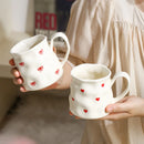 Axyaa European Ceramic Love Mug White Tea Cup Breakfast Milk Afternoon Camellia Flower