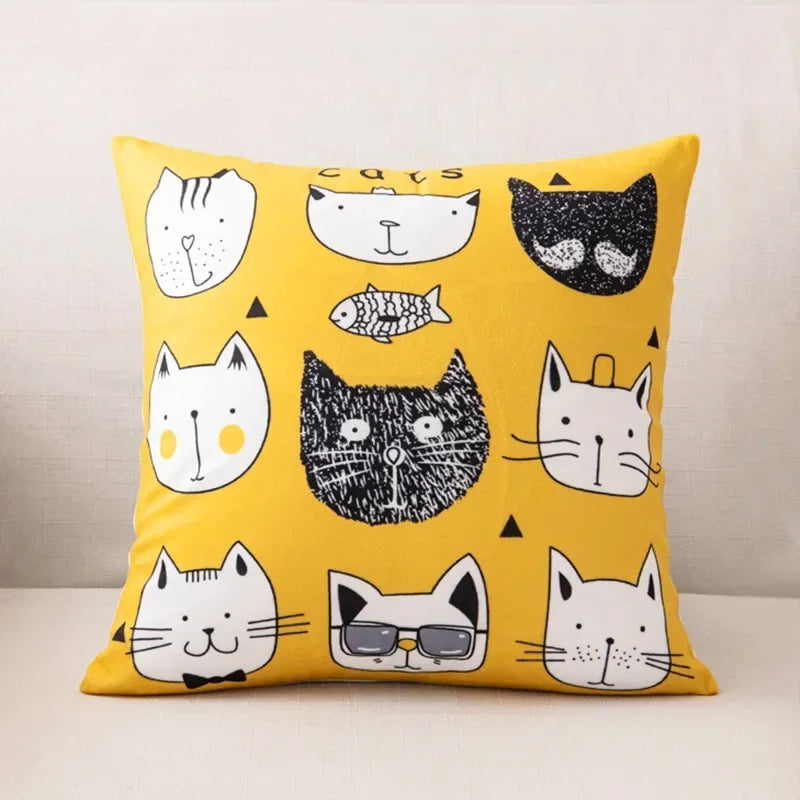 Nordic Cartoon Print Pillow Cover for Axyaa Square Cushion Sofa Decor