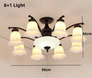 Axyaa Black Metal Chandelier with Glass Lampshade for Home Decor