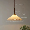 Axyaa Copper Glass LED Pendant Lights with Wood Handle, Modern Hanging Lamp for Home Décor.
