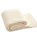 Axyaa Cream White Textured Knitted Throw Blanket - Cozy Boho Vintage Style