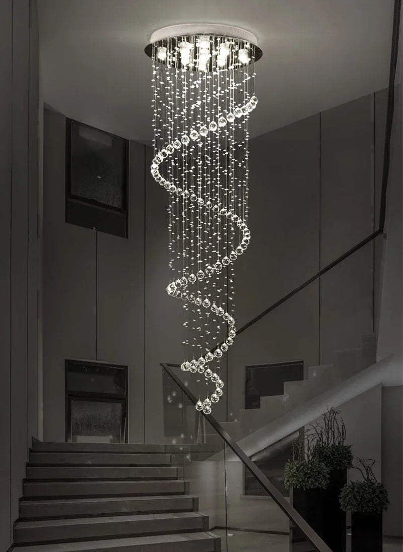 Axyaa Crystal Chandelier for Staircase, Hotel, and Bedroom