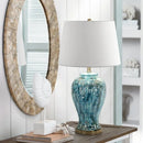 Axyaa Ceramic Table Lamp LED Blue Desk Light for Home Decor
