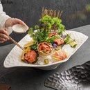 Axyaa Ceramic Sashimi Plate Salmon Dry Ice Seafood Display Molecular Cuisine Plate