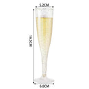 Axyaa Glitter Champagne Flutes: 5oz Reusable Plastic Stemmed Wine Cups